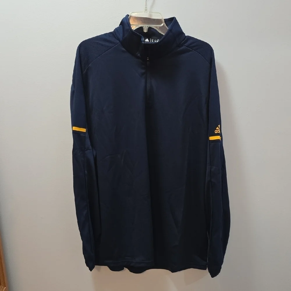 Adidas  Quarter Zip Men's Navy Jacket with Yellow/Gold Details XL NEW